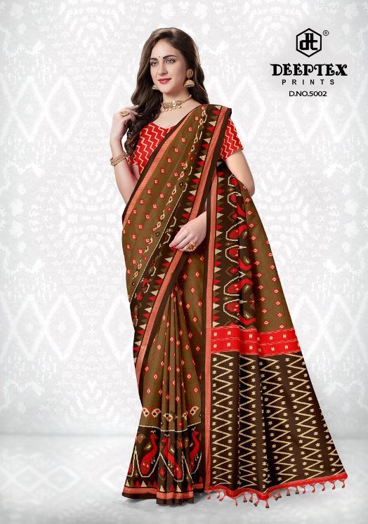 Deeptex Ikkat Special 5 Cotton Printed Regular Wear Fancy Saree Collection